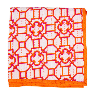 La Dolce Vita Kantha Quilt-Fuch/Ora Fabc Cotton Tblcvr-70.5 X 70.5 Inch
