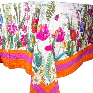 La Dolce Vita Kantha Quilt-Fuch/Ora Fabc Cotton Tblcvr-70.5 X 70.5 Inch