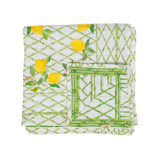 Limoncello Cotton Reversible Kantha Quilt Table Cover