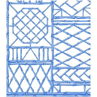 Bamboo Screen China Blue Cotton Rectangle Tablecover