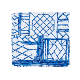 Bamboo Screen China Blue Cotton Rectangle Tablecover