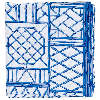 Bamboo Screen China Blue Cotton Rectangle Tablecover
