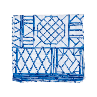Bamboo Screen China Blue Cotton Rectangle Tablecover