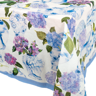 Hydrangeas and Porcelain Cotton Rectangle Tablecover