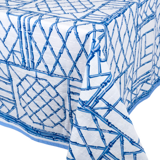 Hydrangeas & Porcelain Cotton Reversible Kantha Quilt Table Cover