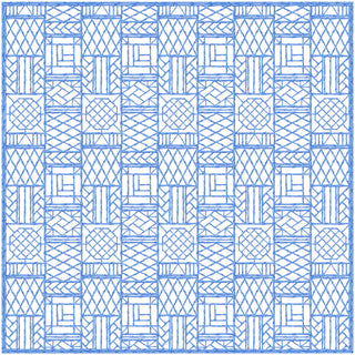 Bamboo Screen China Blue Square Cotton Tablecover