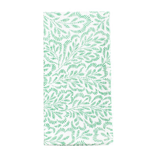 Block Print Leaves Green/White Fabc Cotton Napkin-Set Of 4