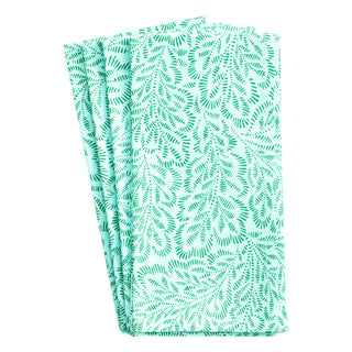 Block Print Leaves Turquoise/Green Fabc Cotton Napkin-Set Of 4