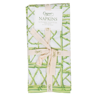 Bamboo Screen Green Fabric Cotton Napkins - Set of 4