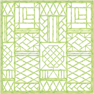 Bamboo Screen Green Fabric Cotton Napkins - Set of 4