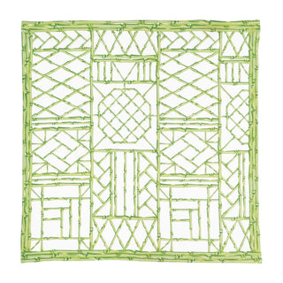 Bamboo Screen Green Fabric Cotton Napkins - Set of 4