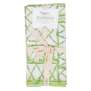 Bamboo Screen Green Fabric Cotton Napkins - Set of 4
