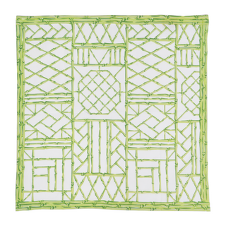 Bamboo Screen Green Fabric Cotton Napkins - Set of 4