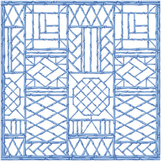 Bamboo Screen China Blue Fabric Cotton Napkins - Set of 4