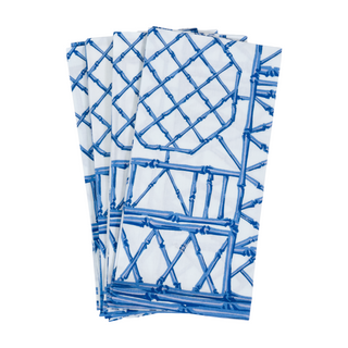 Bamboo Screen China Blue Fabric Cotton Napkins - Set of 4