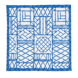 Bamboo Screen China Blue Fabric Cotton Napkins - Set of 4