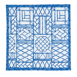 Bamboo Screen China Blue Fabric Cotton Napkins - Set of 4