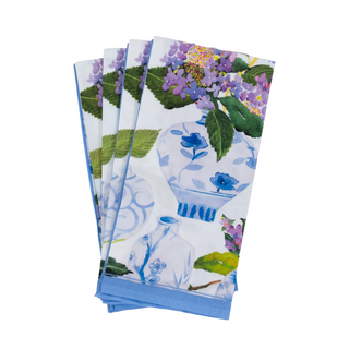 Hydrangeas And Porcelain Fabric Cotton Napkins - Set of 4