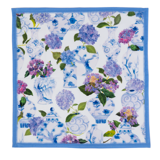 Hydrangeas And Porcelain Fabric Cotton Napkins - Set of 4