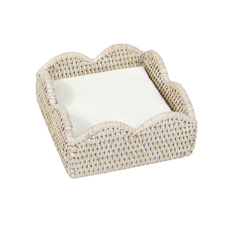 Rattan Scallop Cocktail Nap Hld-Crm Ttop Rattan Scallop Cocktail Holder