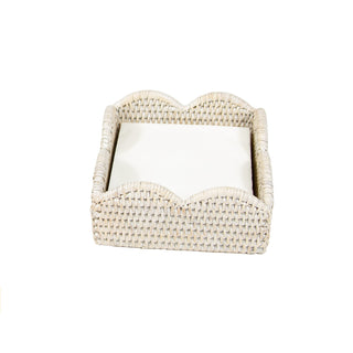 Rattan Scallop Cocktail Nap Hld-Crm Ttop Rattan Scallop Cocktail Holder