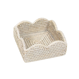 Rattan Scallop Cocktail Nap Hld-Crm Ttop Rattan Scallop Cocktail Holder