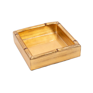 Gold Leaf Bamboo Edge Lacquer Cocktail Napkin Holder