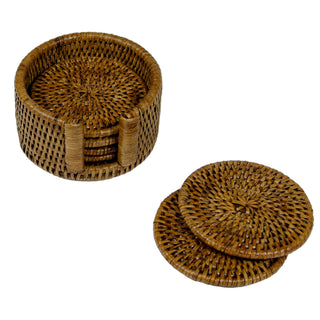 Natural Round Rattan Coaster - Set of 6