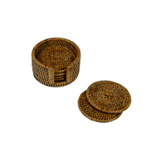 Natural Round Rattan Coaster - Set of 6