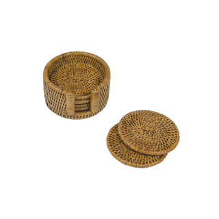 Honey Round Rattan Coaster - Set of 6