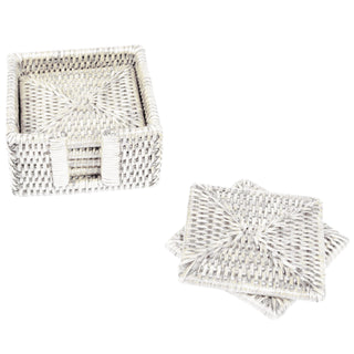 Cream Square Rattan Coaster - Set of 6