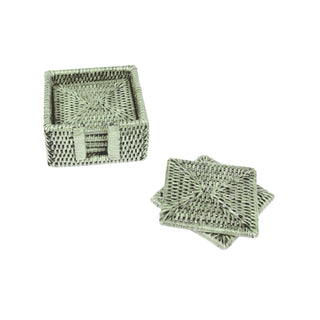 Green Square Rattan Coaster - Set of 6