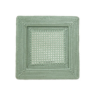 Square Green Rattan Plate Charger