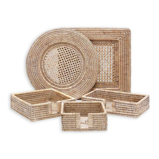 Rattan Round White Charger Plate Ttop Rattan Dinner Plate Round-Wht