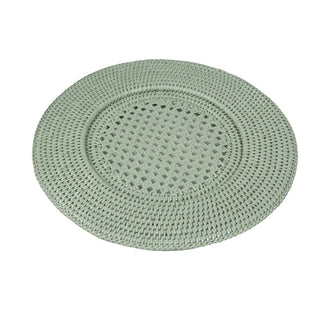 Rattan Round Charger Plate in Green - 1 Charger Plate