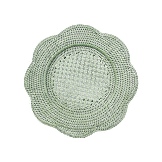 Rattan Scallop Rnd Charger Plate in Green - 1 Charger Plate