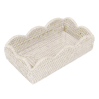 Rattan Scallop Guest Twl Hldr-Cream Ttop Rattan Scallop Guest Twl Hldr