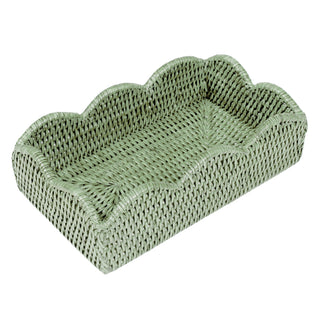 Rattan Scallop Guest Twl Hldr-Green Ttop Rattan Scallop Guest Twl Hldr