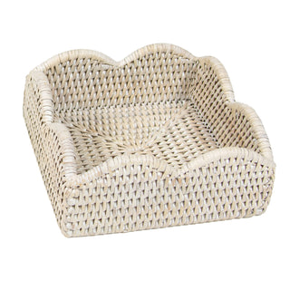 Rattan Scallop Lunch Nap Hldr-Cream Ttop Rattan Scallop Lunch Nap Hldr