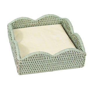 Rattan Scallop Lunch Nap Hldr-Green Ttop Rattan Scallop Lunch Nap Hldr