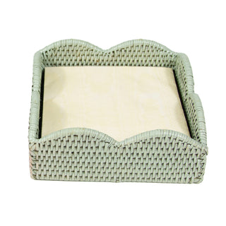Rattan Scallop Lunch Nap Hldr-Green Ttop Rattan Scallop Lunch Nap Hldr