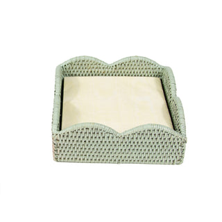 Rattan Scallop Lunch Nap Hldr-Green Ttop Rattan Scallop Lunch Nap Hldr