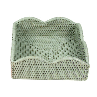Rattan Scallop Lunch Nap Hldr-Green Ttop Rattan Scallop Lunch Nap Hldr