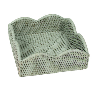 Rattan Scallop Lunch Nap Hldr-Green Ttop Rattan Scallop Lunch Nap Hldr