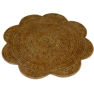 Rattan Scallop Rnd Placemat-Natural Ttop Rattan Scallop Round Placemat