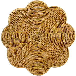 Rattan Scallop Round Placemat-Honey Ttop Rattan Scallop Round Placemat