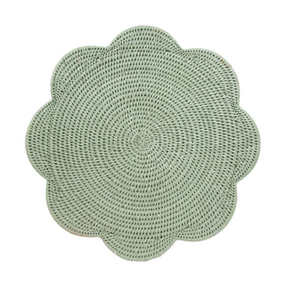 Rattan Scallop Round Placemat-Green Ttop Rattan Scallop Round Placemat