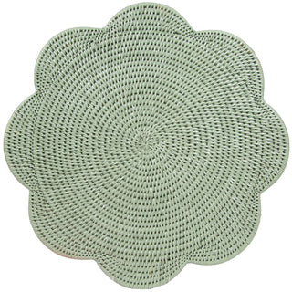 Rattan Scallop Round Placemat-Green Ttop Rattan Scallop Round Placemat
