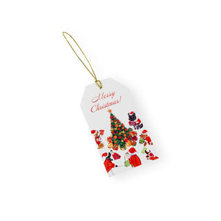 Dogs Around Christmas Tree Hanging Gift Tag W/Hdr 4 Pk