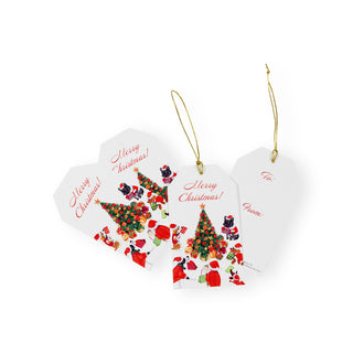 Dogs Around Christmas Tree Hanging Gift Tag W/Hdr 4 Pk